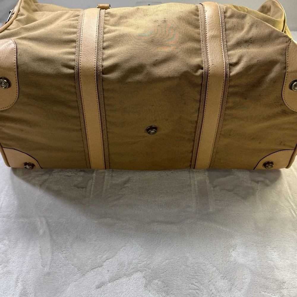 VTG Polo Ralph Lauren Duffle weekender buckle strap large Tan canvas pony
